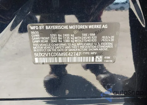 2021 BMW X4 xDrive30I из США, поврежденный, VIN 5UX2V1C06M9E42747